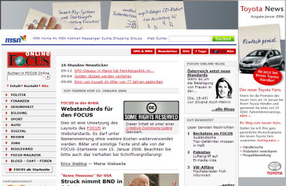 Screenshot des Focus mit Webstandards